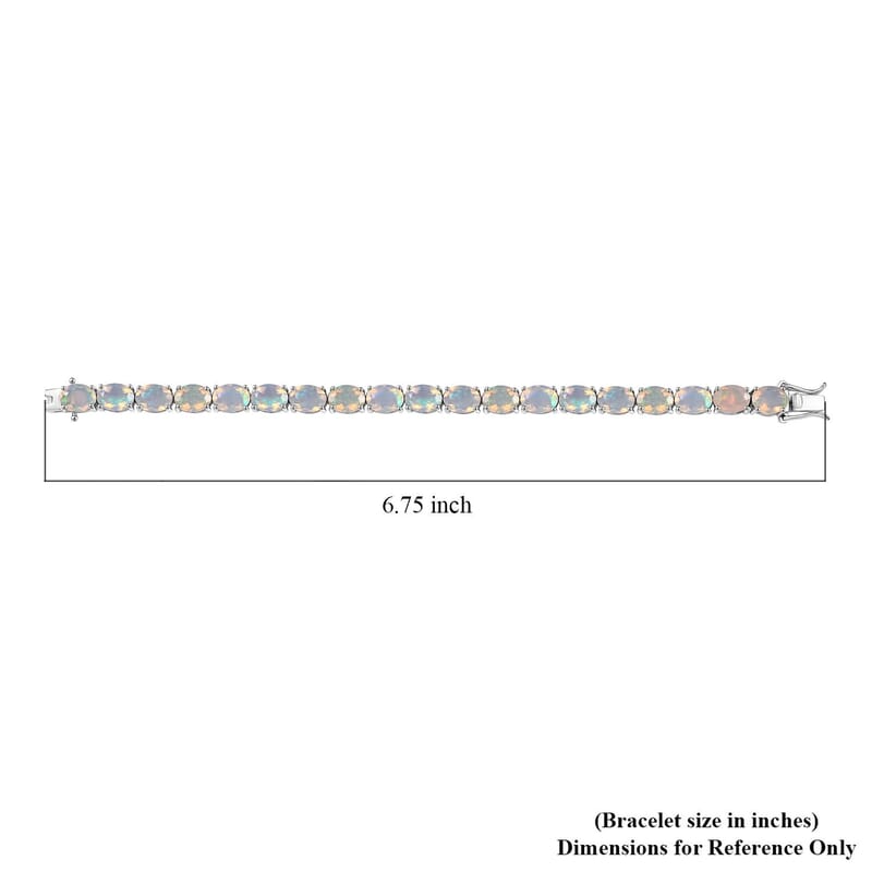 D'Joy Premium Ethiopian Welo Opal 14.10 ctw Aurora Glow Bracelet in Rhodium Over Sterling Silver (6.50 In)