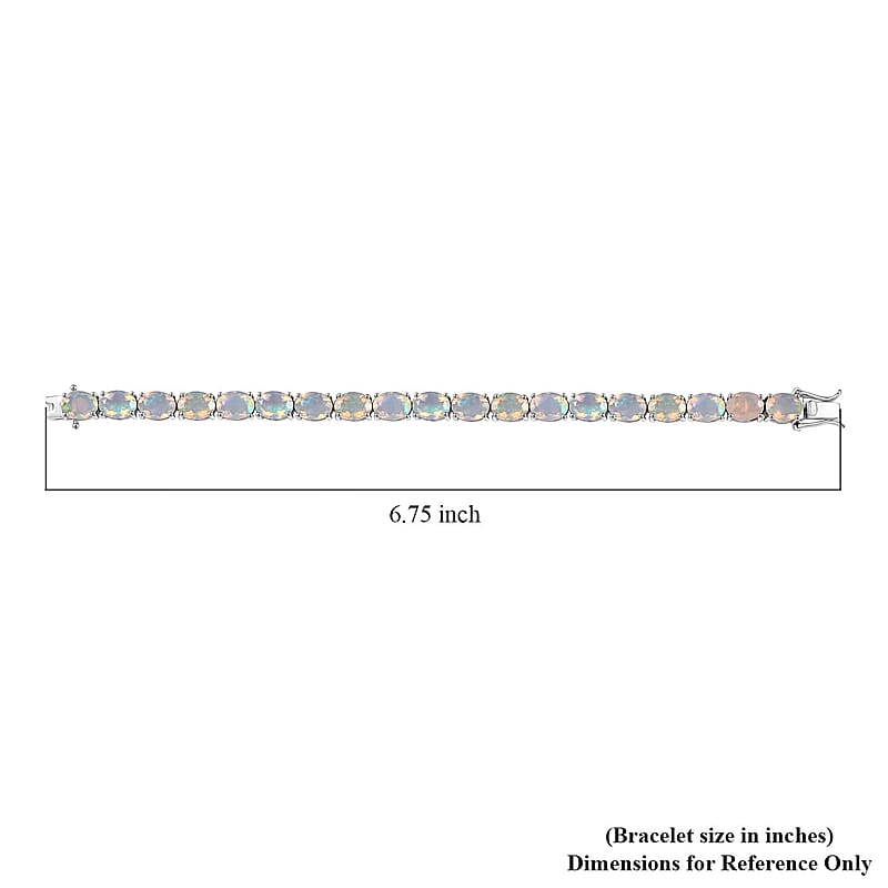 D'Joy Premium Ethiopian Welo Opal 14.10 ctw Aurora Glow Bracelet in Rhodium Over Sterling Silver (6.50 In)