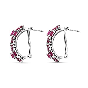 D'Joy Niassa Ruby, White Zircon Art Deco Earrings in Rhodium Over Sterling Silver 13.25 ctw