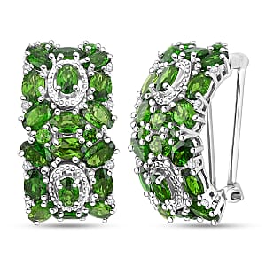 Doorbuster D'Joy Chrome Diopside and White Zircon 9.30 ctw Art Deco Earrings in Rhodium Over Sterling Silver