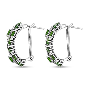 D'Joy Chrome Diopside, White Zircon Art Deco Earrings in Rhodium Over Sterling Silver 9.30 ctw