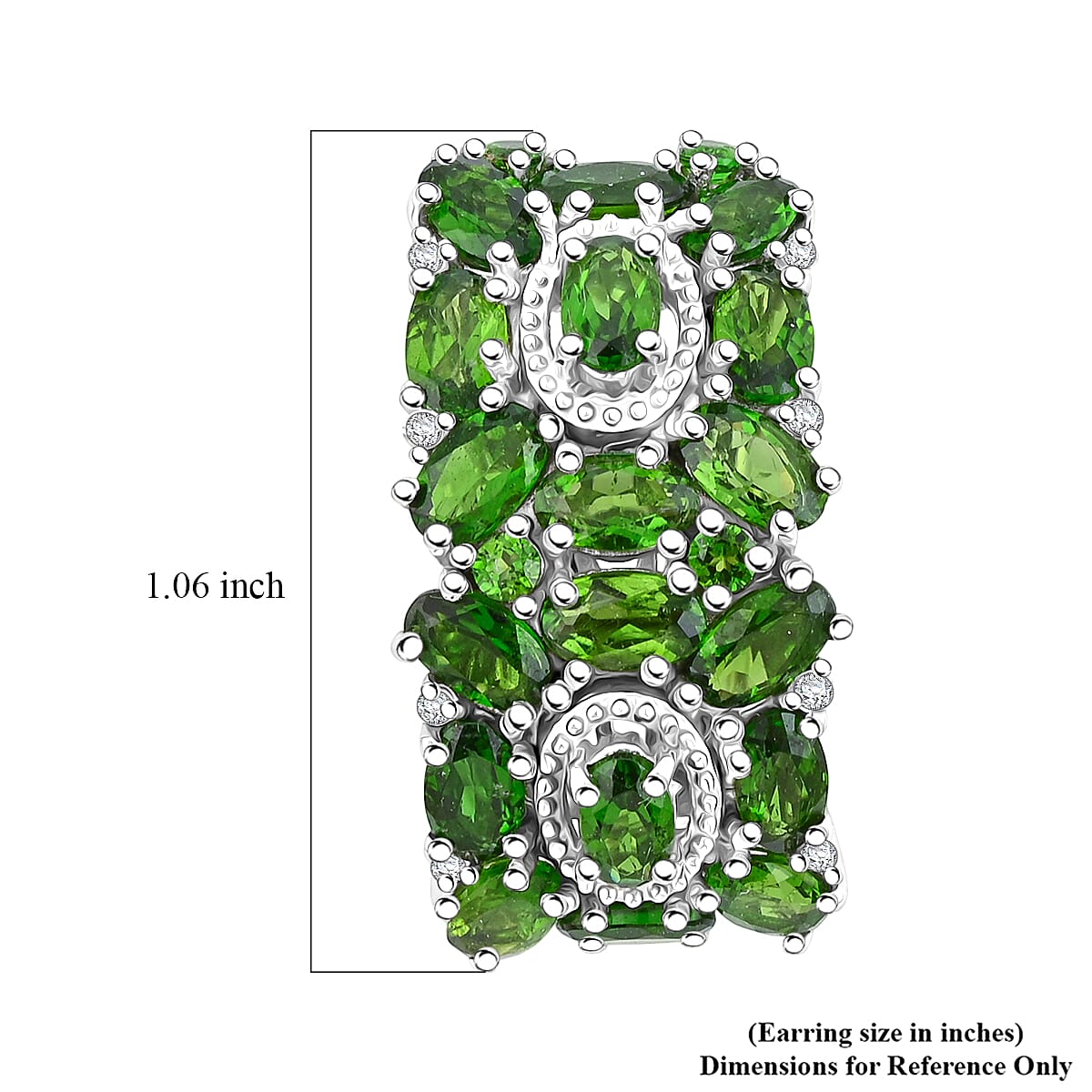 Doorbuster D'Joy Chrome Diopside and White Zircon 9.30 ctw Art Deco Earrings in Rhodium Over Sterling Silver image number 4