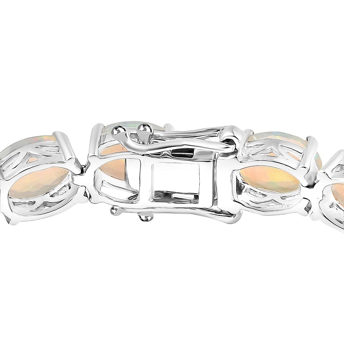 D'Joy Premium Ethiopian Welo Opal 15.15 ctw Aurora Glow Bracelet in Rhodium Over Sterling Silver (7.25 In) image number 3