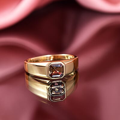 D'Joy Golden Turkizite 2.00 ctw Men's Ring in 18K Vermeil Yellow Gold Over Sterling Silver (Size 10.0) 