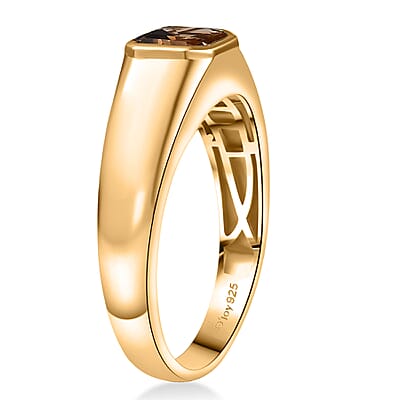 D'Joy Golden Turkizite 2.00 ctw Men's Ring in 18K Vermeil Yellow Gold Over Sterling Silver (Size 10.0) 