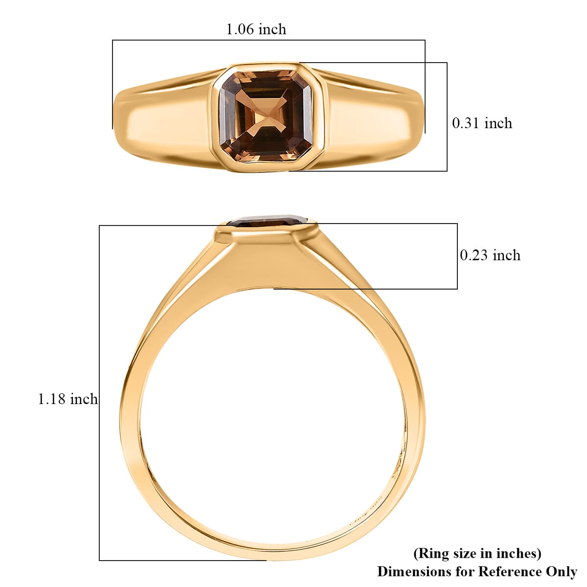 D'Joy Golden Turkizite 2.00 ctw Men's Ring in 18K Vermeil Yellow Gold Over Sterling Silver image number 5