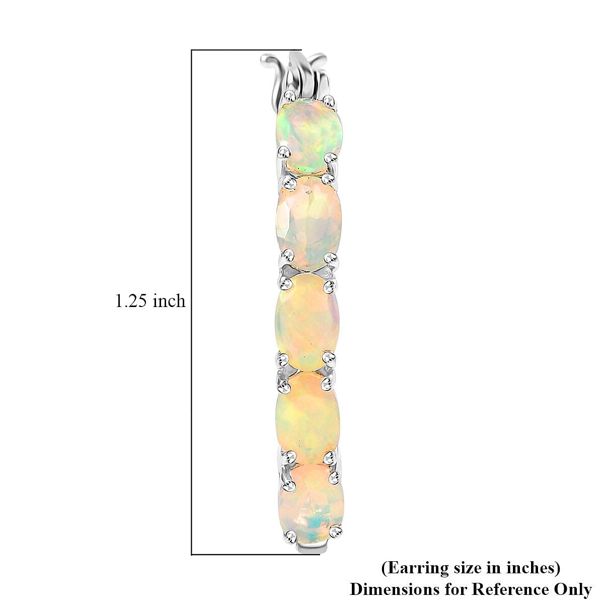 D'Joy Premium Ethiopian Welo Opal 5.40 ctw Aurora Glow Hoop Earrings in Rhodium Over Sterling Silver image number 5