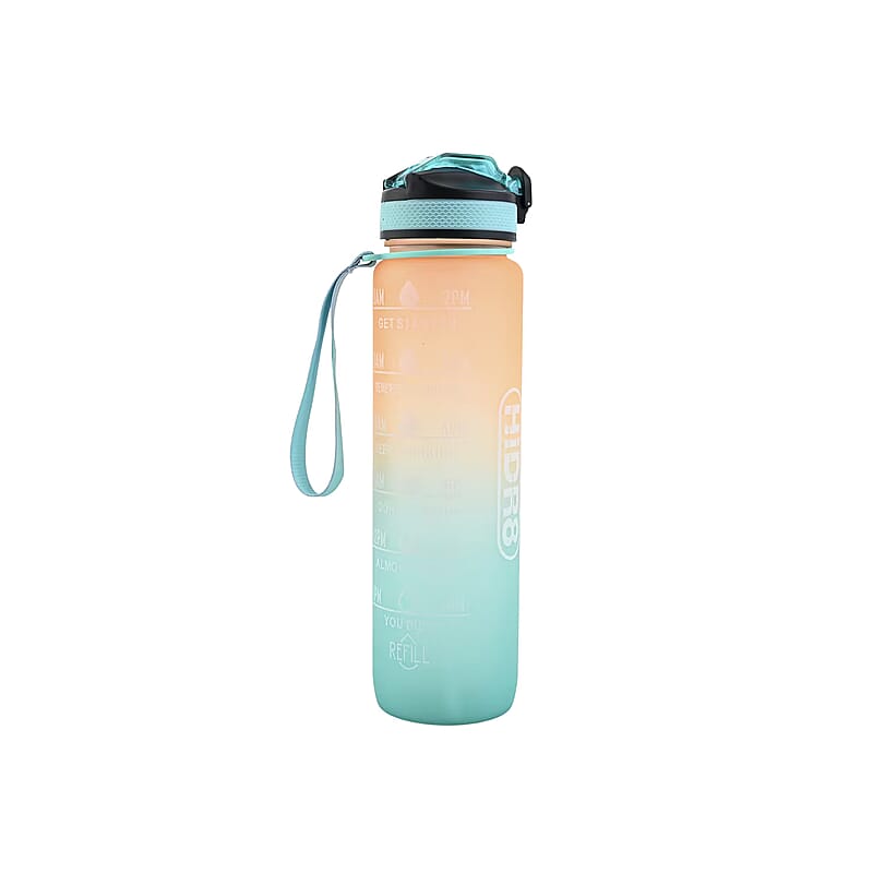 HiDR9 32oz Water Bottle with Flip Top Lock Lid - Ombre Orange/Blue