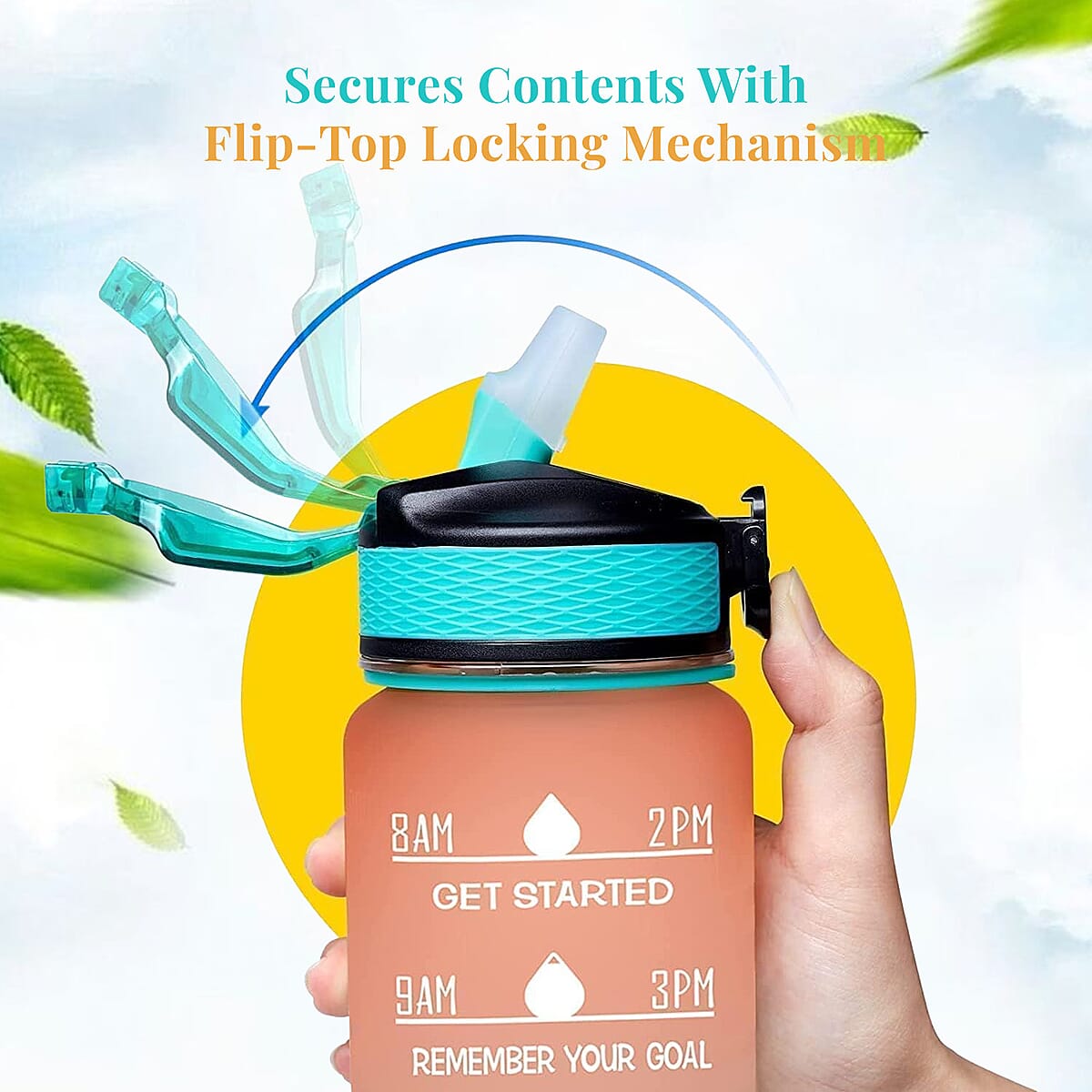 HiDR9 32oz Water Bottle with Flip Top Lock Lid - Ombre Orange/Blue image number 4