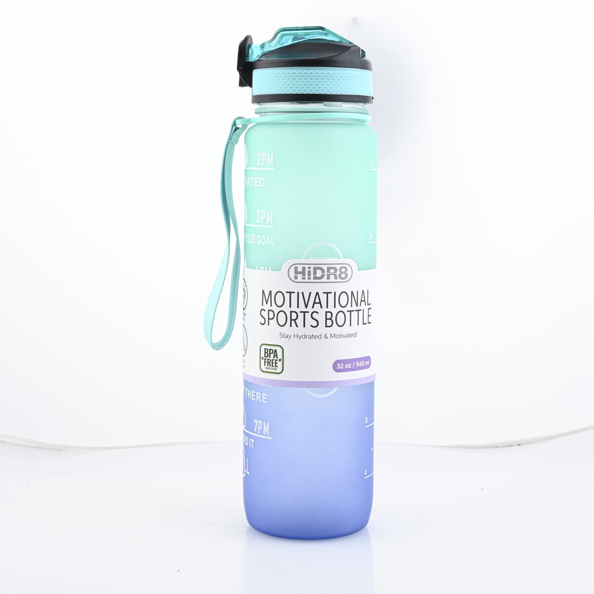 HiDR9 32oz Water Bottle with Flip Top Lock Lid - Ombre Teal/Blue image number 4