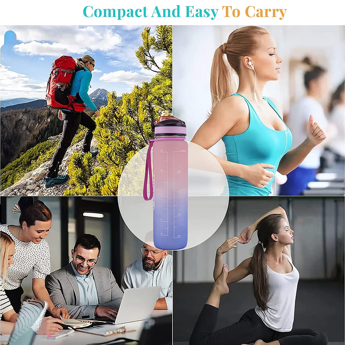 HiDR9 32oz Water Bottle with Flip Top Lock Lid - Peach/Blue image number 5