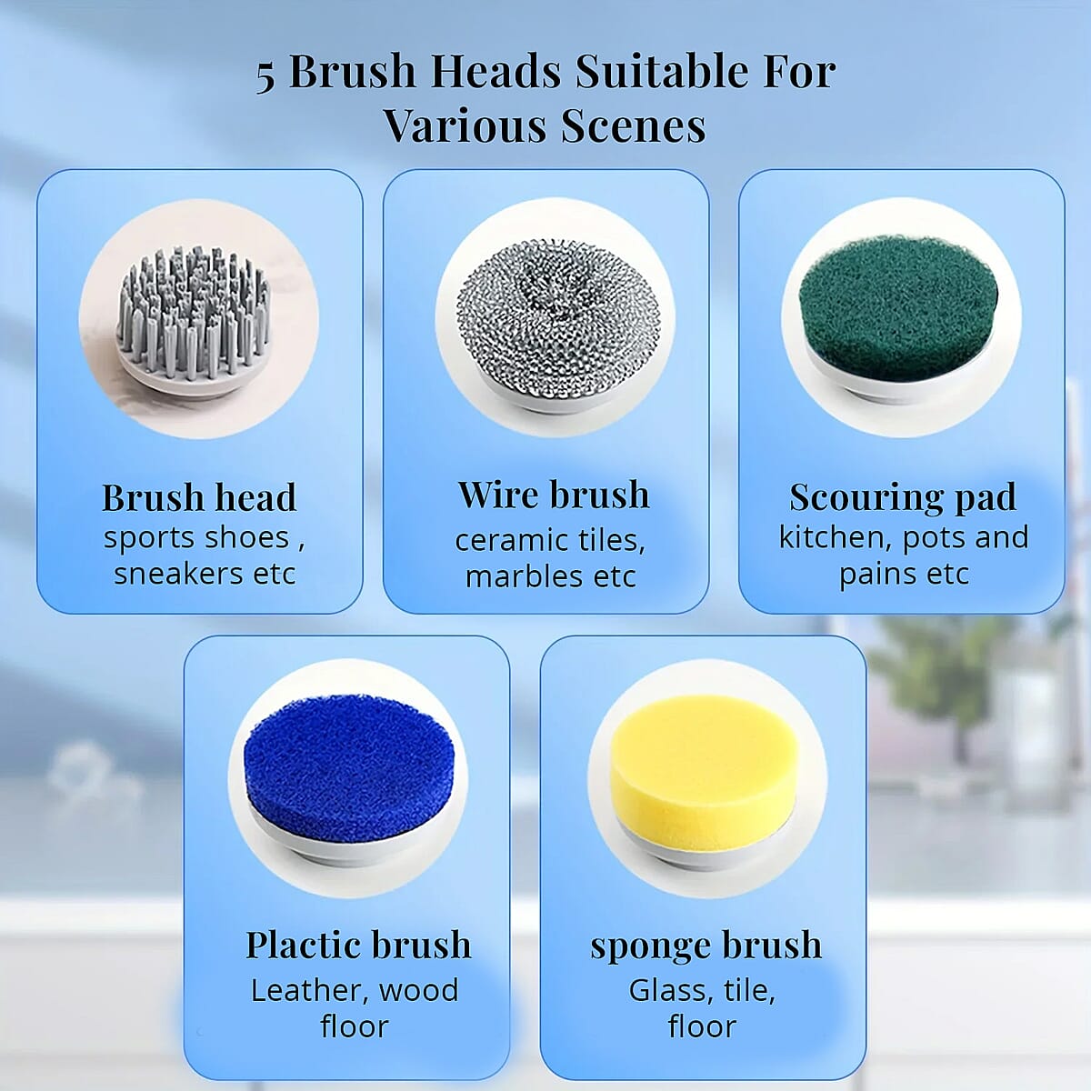 Total Vision 5pc Rechargeable Electric Spin Scrubber Set image number 5