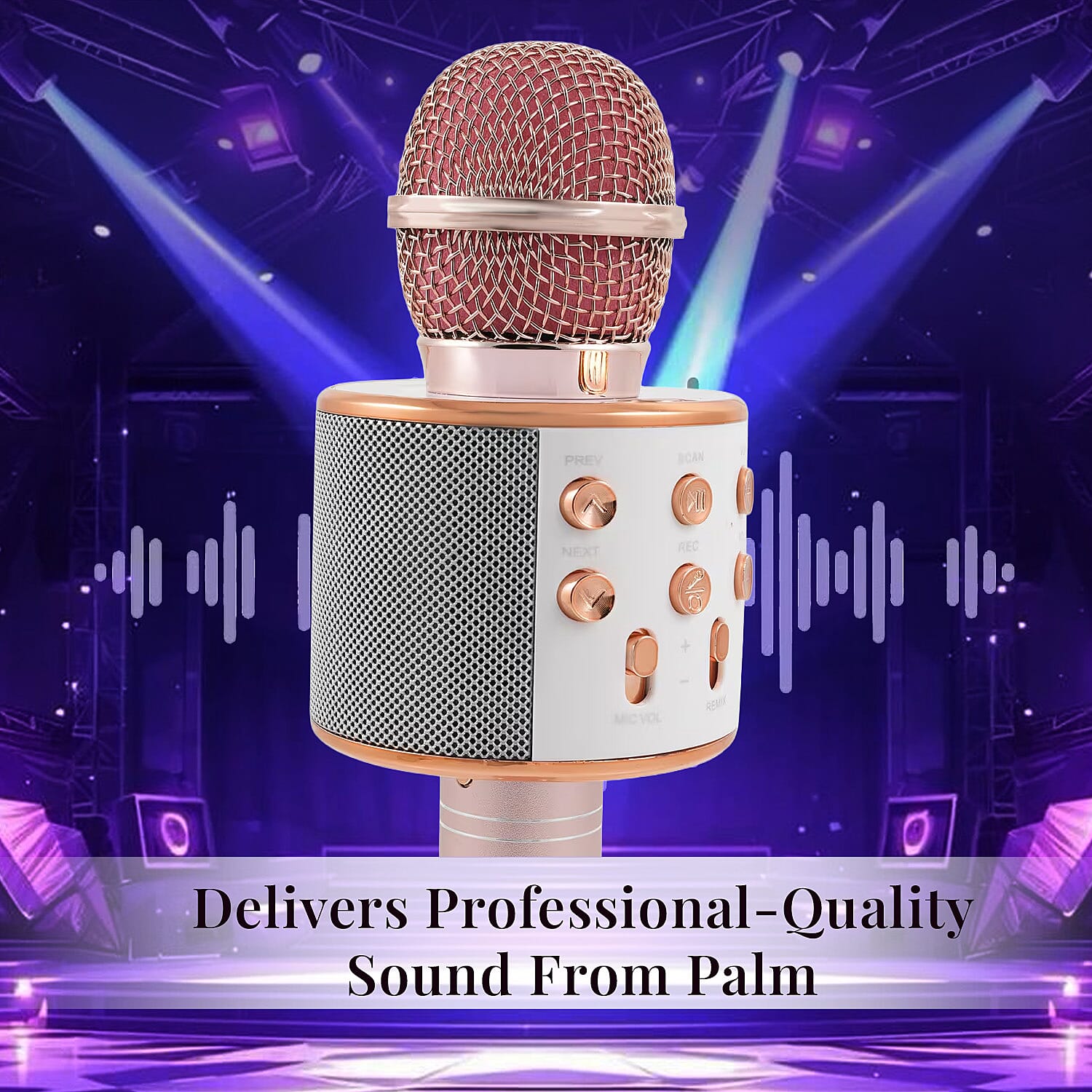 CLOSEOUT Total Vision Handheld Karaoke Microphone with Bluetooth Speaker -Rose Gold