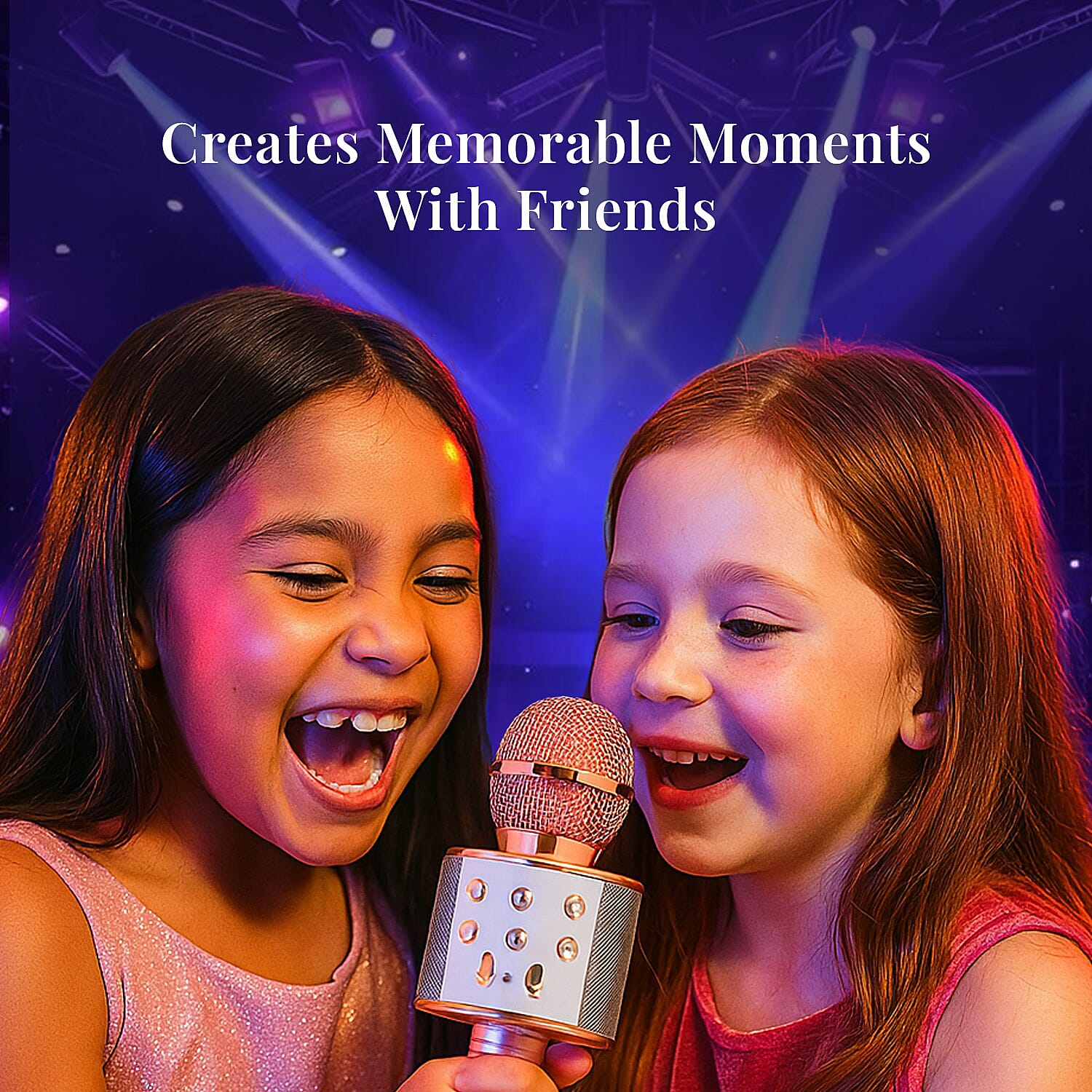 CLOSEOUT Total Vision Handheld Karaoke Microphone with Bluetooth Speaker -Rose Gold