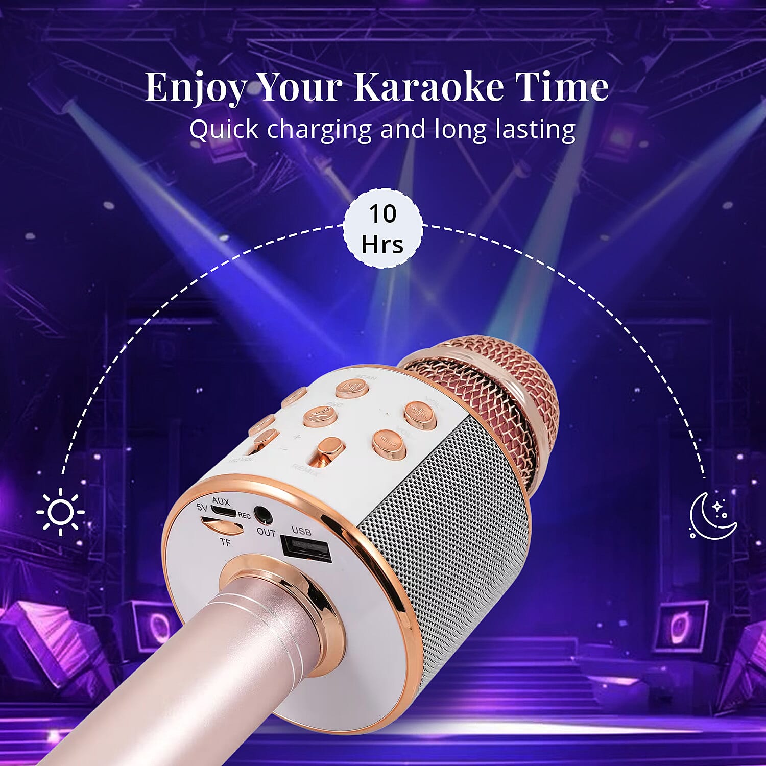 CLOSEOUT Total Vision Handheld Karaoke Microphone with Bluetooth Speaker -Rose Gold
