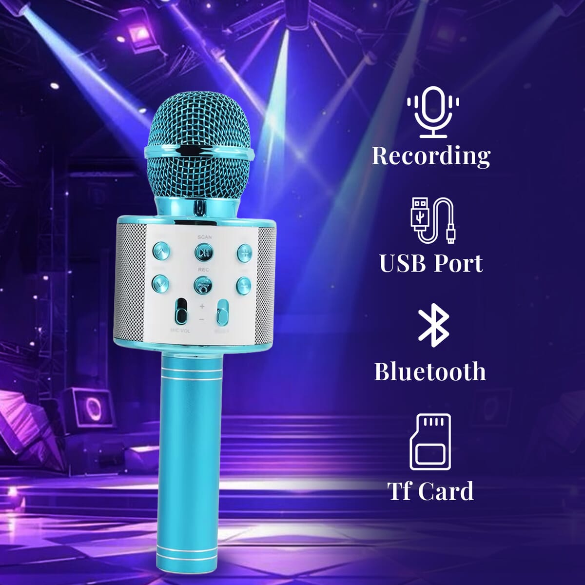 CLOSEOUT Total Vision Handheld Karaoke Microphone with Bluetooth Speaker -Rose Gold image number 2