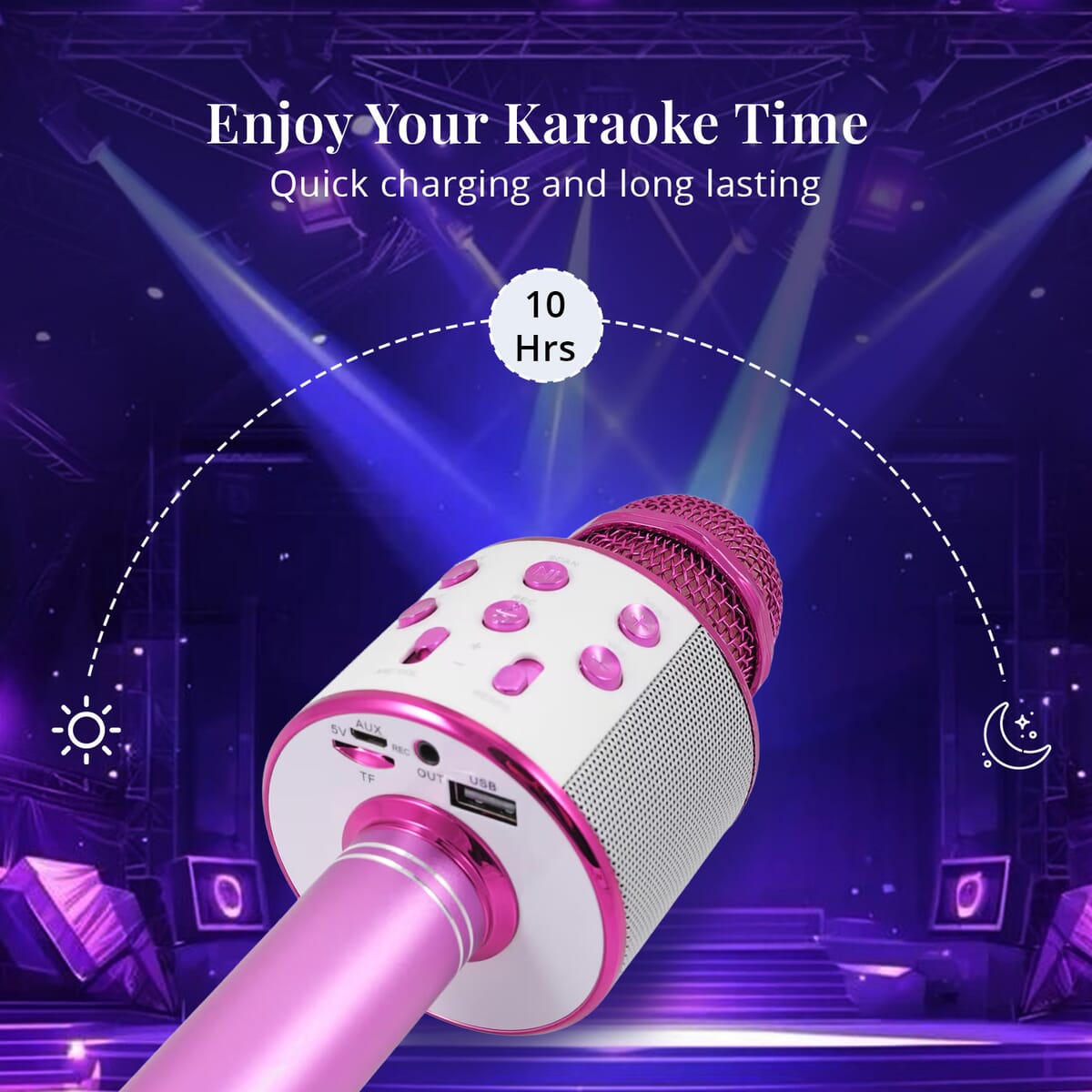 CLOSEOUT Total Vision Handheld Karaoke Microphone with Bluetooth Speaker -Pink (Ships in 8-10 Business Days) image number 4