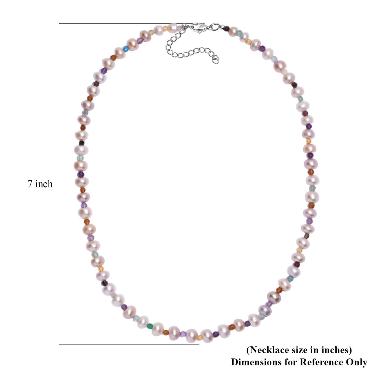 Multi Color Freshwater Pearl and Multi Gemstone 10.00 tw Necklace 18 Inches in Rhodium Over Sterling Silver image number 5