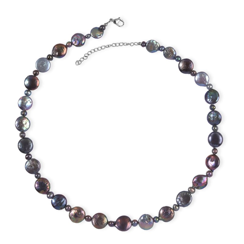 Peacock Pearl (D) Necklace (18 Inches) in Platinum Over Stainless Steel