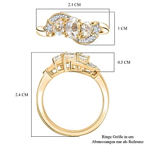 D'Joy Premium Malagasy Moonstone and White Zircon 1.11 ctw Ring in 18K Vermeil Yellow Gold Over Sterling Silver (Size 5.5)