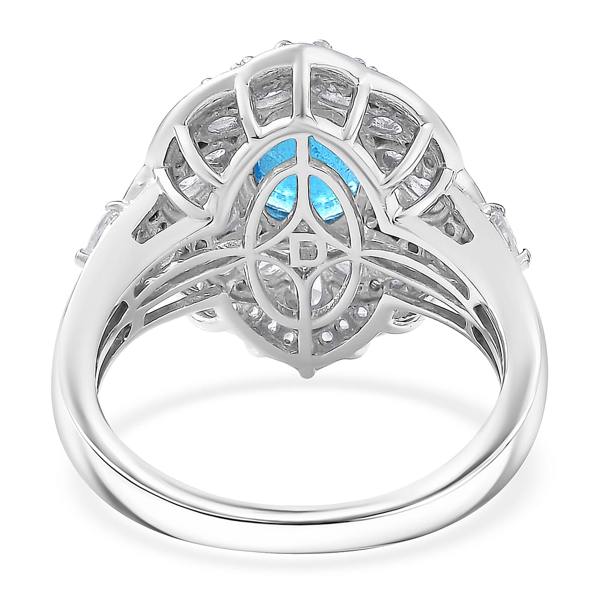 D'Joy Malgache Neon Apatite, White Zircon Ring in Rhodium Over Sterling Silver (Size 10.0) 3.30 ctw image number 4