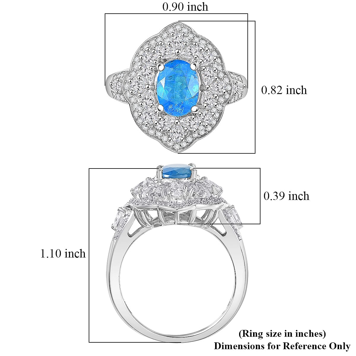 D'Joy Malgache Neon Apatite and White Zircon 3.30 ctw Ring in Rhodium Over Sterling Silver (Size 7.0) image number 5