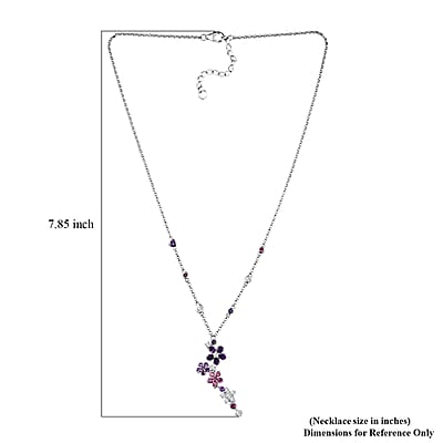 GP Italian Garden Collection Multi Gemstone 3.30 ctw Flower Necklace in Rhodium Over Sterling Silver 18 Inches