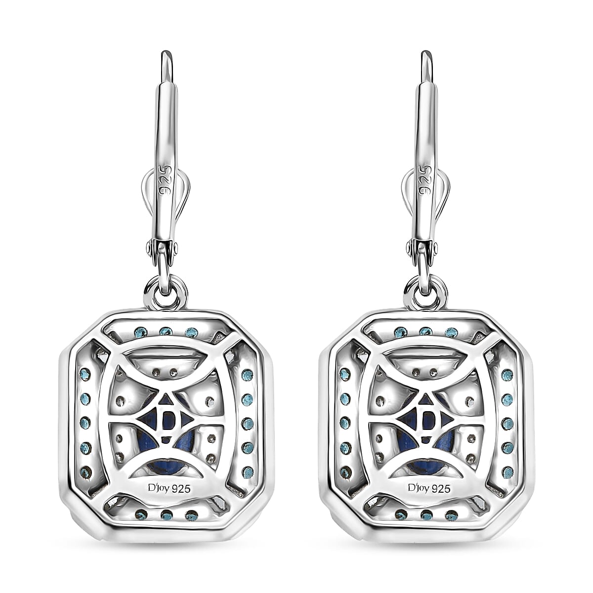D'Joy Kashmir Kyanite and Multi Gemstone 3.50 ctw Art Deco Earrings in Rhodium Over Sterling Silver image number 4