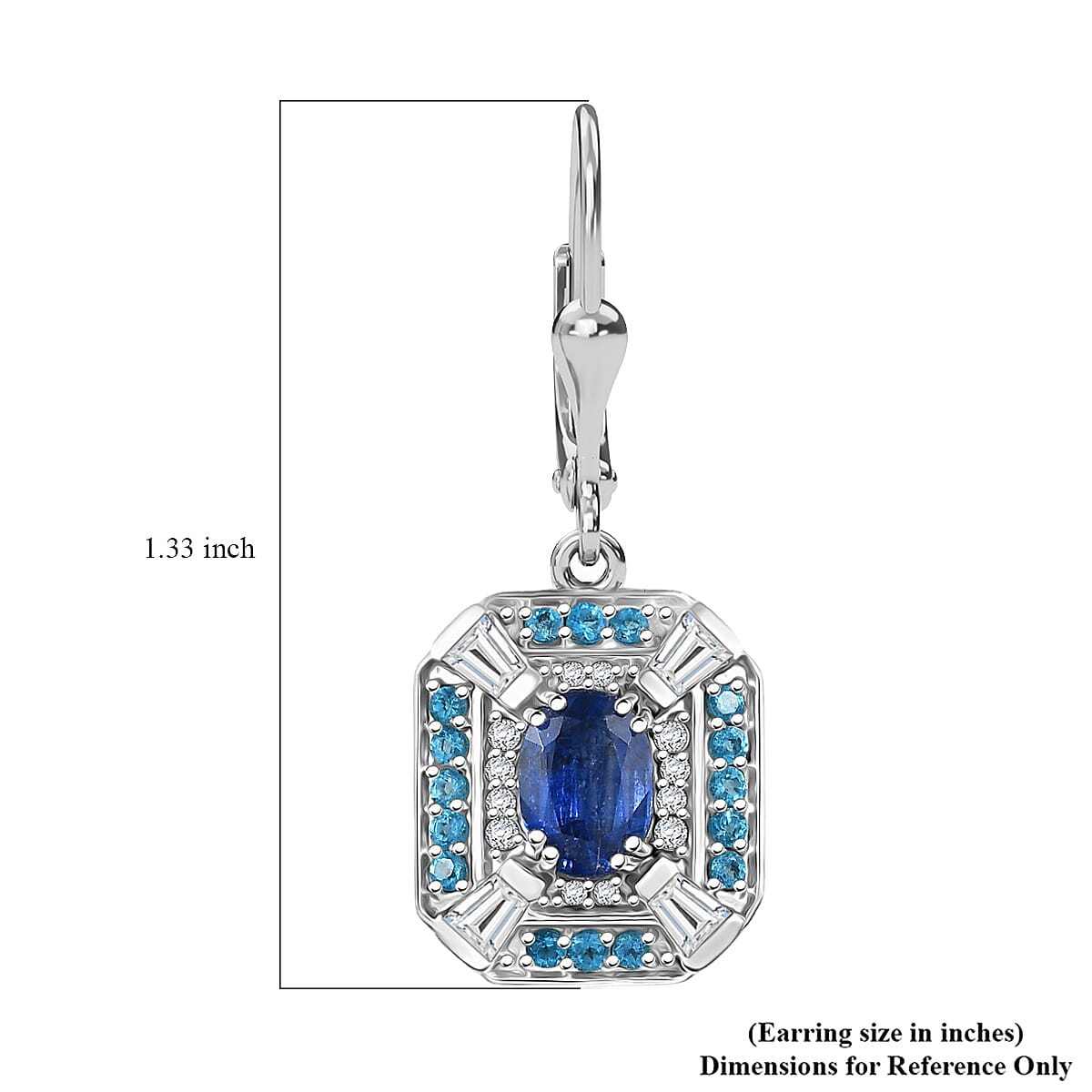 D'Joy Kashmir Kyanite and Multi Gemstone 3.50 ctw Art Deco Earrings in Rhodium Over Sterling Silver image number 5