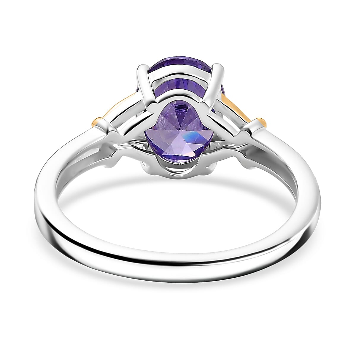 D’Joy Simulated Blue Diamond 2.90 ctw Solitaire Ring in 14K YG Over and Sterling Silver (Size 10.0)  image number 4
