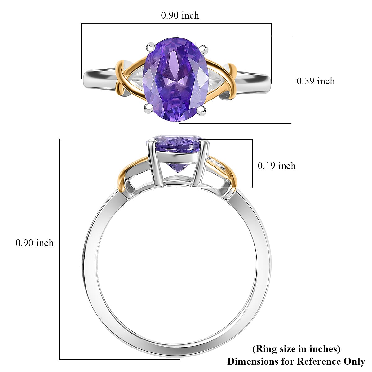 D’Joy Simulated Blue Diamond 2.90 ctw Solitaire Ring in 14K YG Over and Sterling Silver (Size 10.0)  image number 5