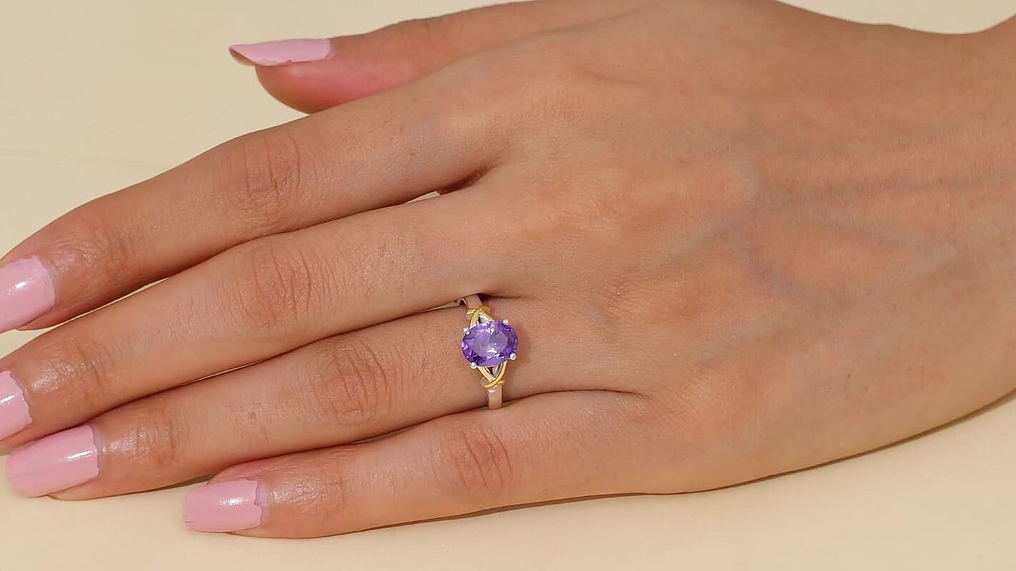 D’Joy Simulated Blue Diamond 2.90 ctw Solitaire Ring in 14K YG Over and Sterling Silver (Size 10.0)