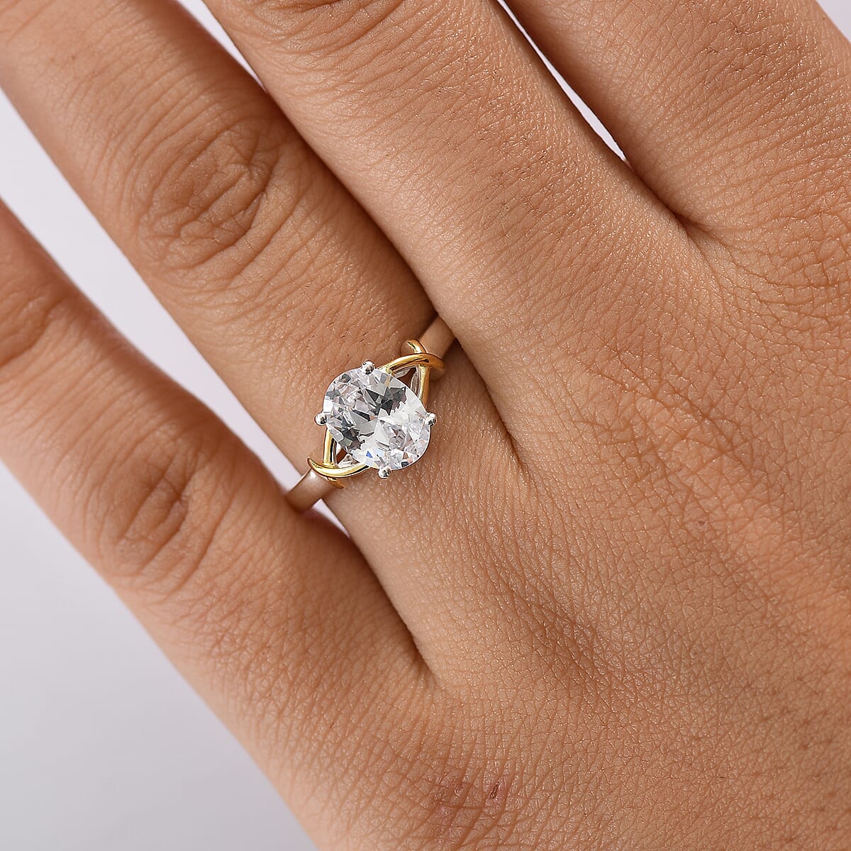 D’Joy Simulated Diamond 3.00 ctw Solitaire Ring in 14K YG Over and Sterling Silver (Size 10.0) image number 2