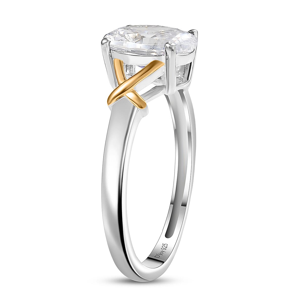 D’Joy Simulated Diamond 3.00 ctw Solitaire Ring in 14K YG Over and Sterling Silver (Size 10.0) image number 3