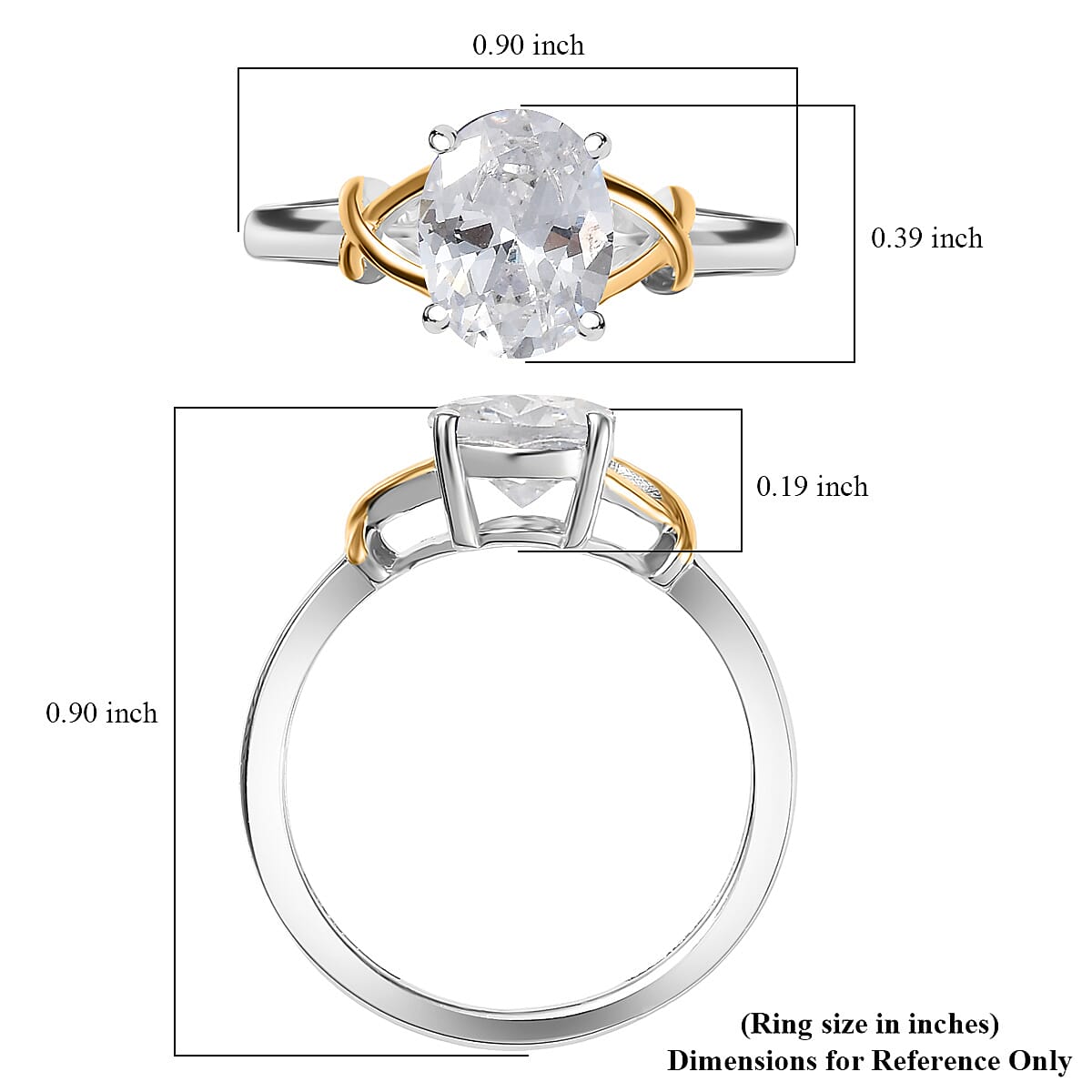 D’Joy Simulated Diamond 3.00 ctw Solitaire Ring in 14K YG Over and Sterling Silver (Size 10.0) image number 5