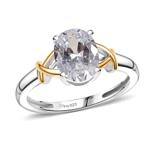 D&rsquo;Joy Simulated Diamond 3.00 ctw Solitaire Ring in 14K YG Over and Sterling Silver (Size 7.0)