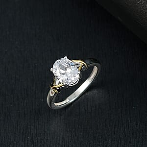 D&rsquo;Joy Simulated Diamond 3.00 ctw Solitaire Ring in 14K YG Over and Sterling Silver (Size 7.0)