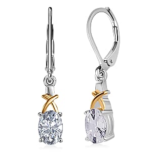 D’Joy Simulated Diamond 2.15 ctw Lever Back Earrings 14K YG Over and Sterling Silver
