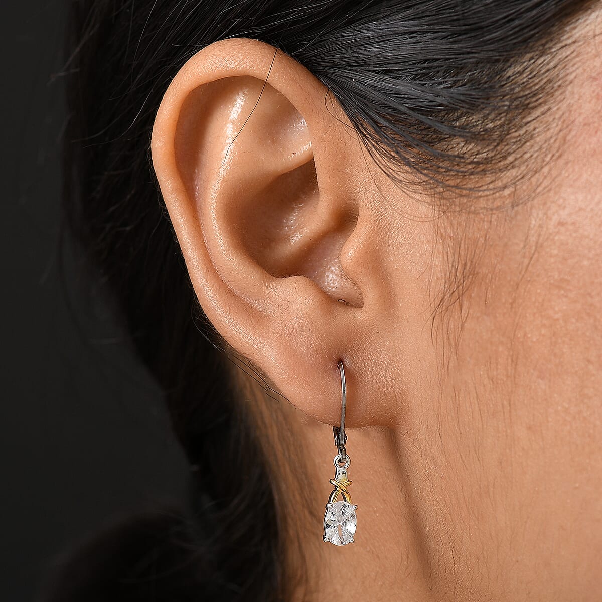 D’Joy Simulated Diamond 2.15 ctw Lever Back Earrings 14K YG Over and Sterling Silver image number 2