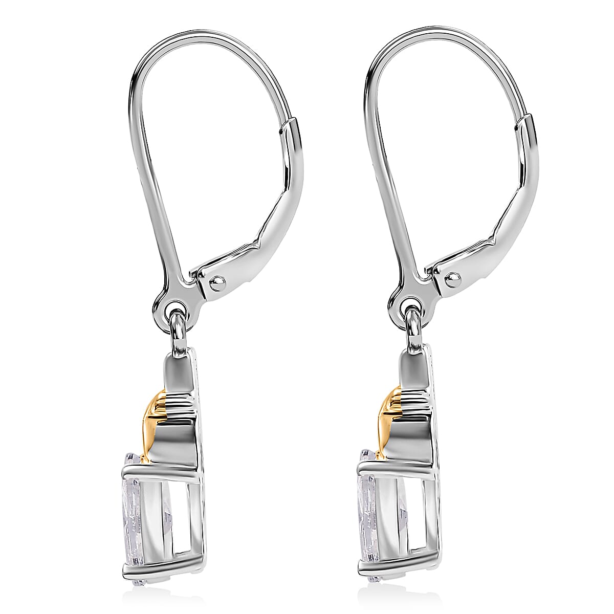 D’Joy Simulated Diamond 2.15 ctw Lever Back Earrings 14K YG Over and Sterling Silver image number 4
