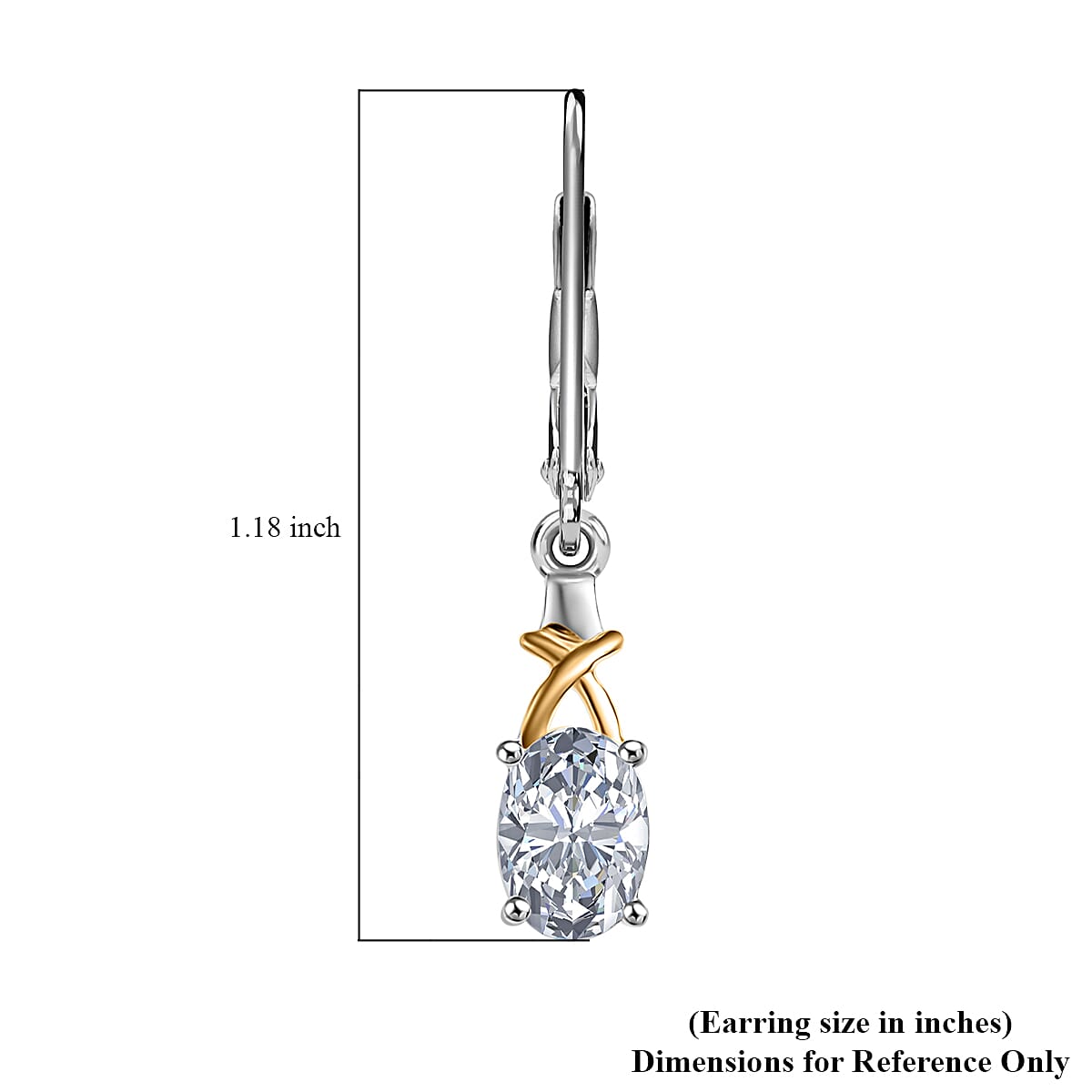 D’Joy Simulated Diamond 2.15 ctw Lever Back Earrings 14K YG Over and Sterling Silver
