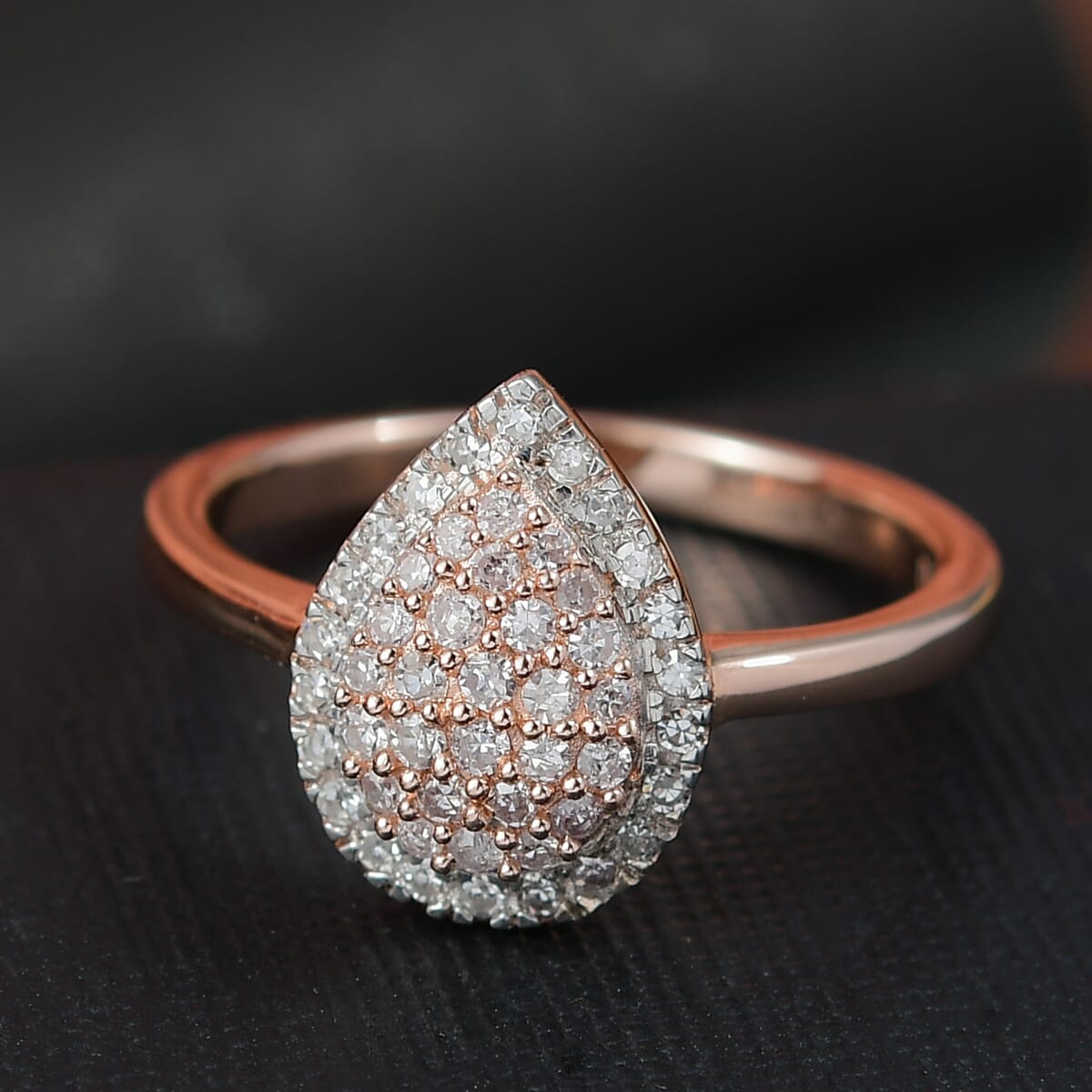 D’Joy Natural Pink and White Diamond 0.50 ctw Tear of Joy Ring in 18K Vermeil Rose Gold Over Sterling Silver (Size 6.0) (Del. in 10-12 Days) image number 1