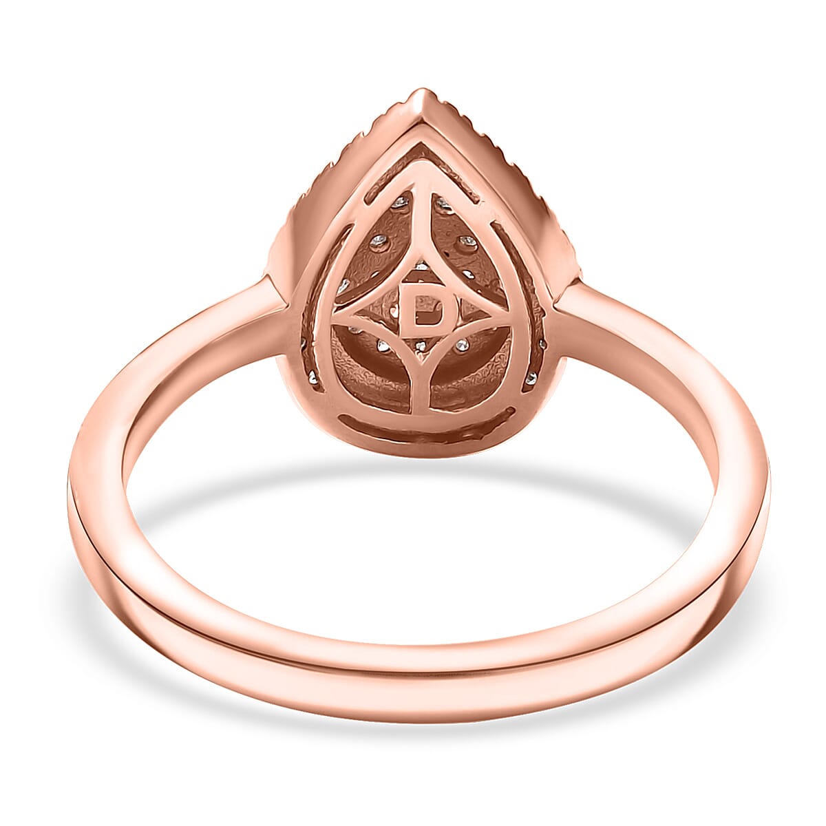D'Joy Natural Pink and White Diamond 0.50 ctw Tear of Joy Ring in 18K Vermeil Rose Gold Over Sterling Silver (Size 7.0)