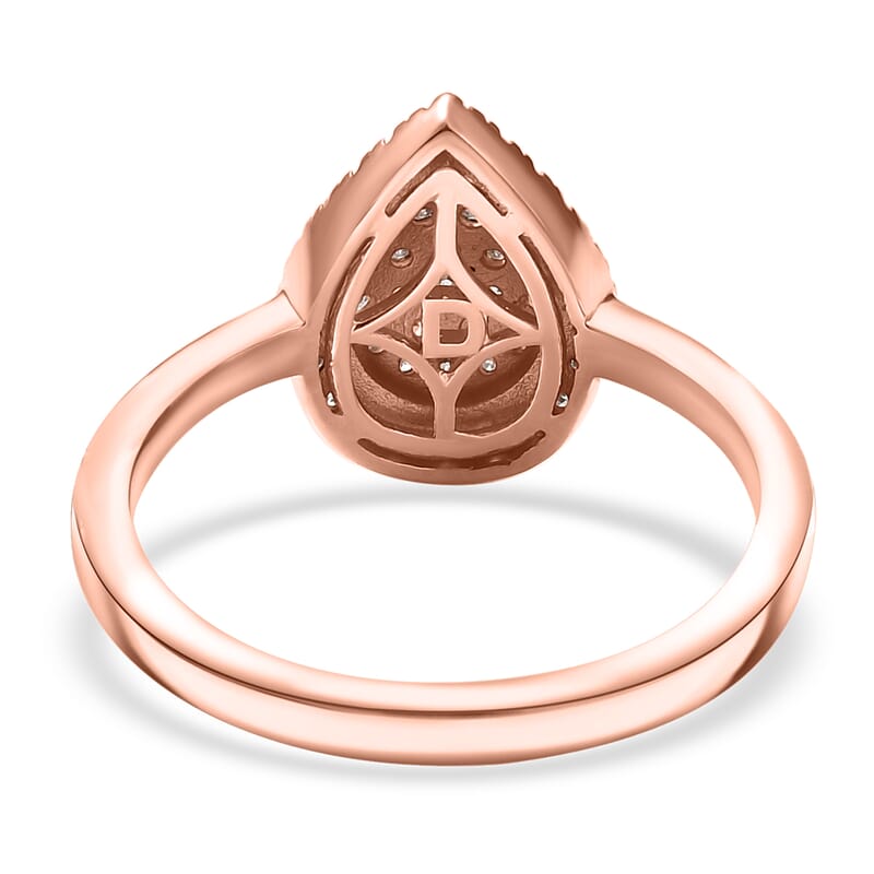 D'Joy Natural Pink and White Diamond 0.50 ctw Tear of Joy Ring in 18K Vermeil Rose Gold Over Sterling Silver (Size 7.0)