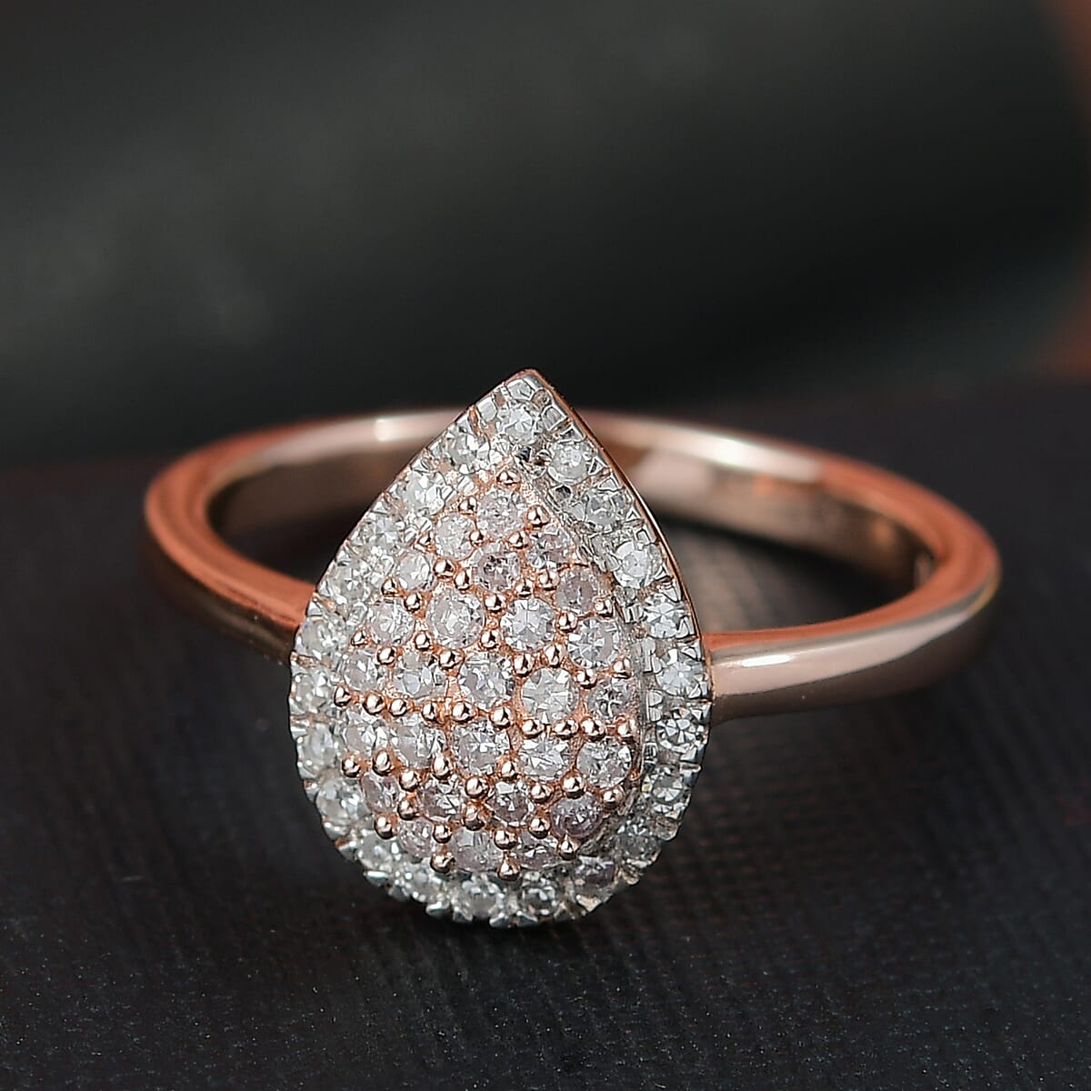D'Joy Natural Pink and White Diamond 0.50 ctw Tear of Joy Ring in 18K Vermeil Rose Gold Over Sterling Silver (Size 8.0) image number 1