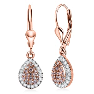 D’Joy Natural Pink and White Diamond 0.50 ctw Tear of Joy Earrings in 18K Vermeil Rose Gold Over Sterling Silver