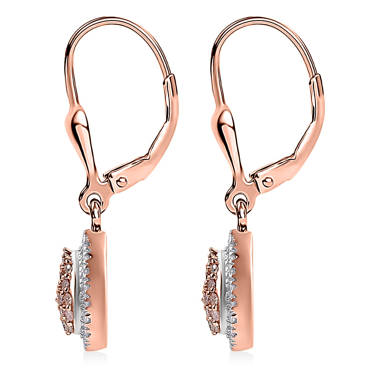 D'Joy Natural Pink and White Diamond 0.50 ctw Tear of Joy Earrings in 18K Vermeil Rose Gold Over Sterling Silver image number 4
