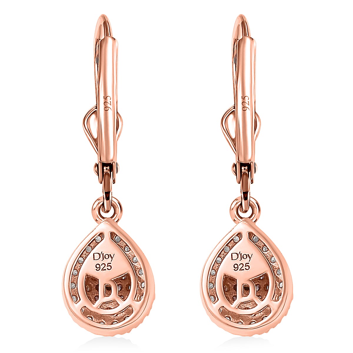 D'Joy Natural Pink and White Diamond 0.50 ctw Tear of Joy Earrings in 18K Vermeil Rose Gold Over Sterling Silver