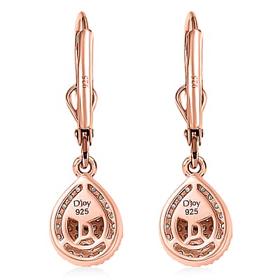 D'Joy Natural Pink and White Diamond 0.50 ctw Tear of Joy Earrings in 18K Vermeil Rose Gold Over Sterling Silver