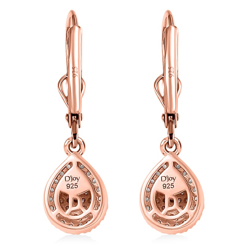 D'Joy Natural Pink and White Diamond 0.50 ctw Tear of Joy Earrings in 18K Vermeil Rose Gold Over Sterling Silver